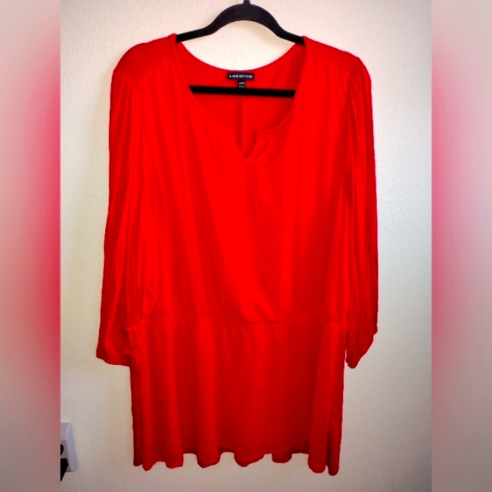 Lane Bryant Women's Long Sleeve Red Tunic Top Size:22/24 (XXL)